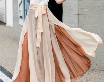 Chiffon skirt, Boho Chiffon Wrap Skirt, Summer Swing Chiffon midi Skirt, Long chiffon Skirt for Women, Flowy Long Skirt, Xiaolizi 4277