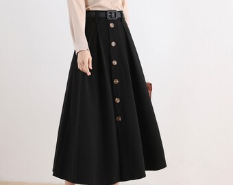 button down long skirt