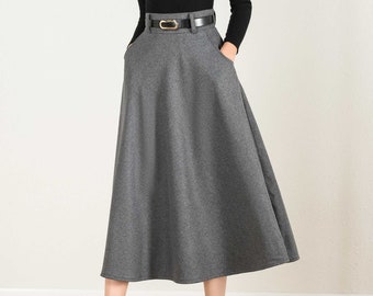Wool Skirt, Gray Wool Skirt, Winter Skirt Women, Long Skirt