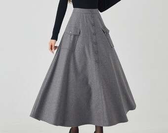 Long Wool Skirt, Maxi Wool Skirt, A-line Skirt, Gray Wool Skirt, Womens Pockets Skirt, Fall and Winter Skirt, Custom Skirt, Xiaolizi 4529 - Etsy Long Wool Skirt, Maxi Wool Skirt, A-line Skirt, Gray Wool Skirt, Womens Pockets Skirt, Fall and Winter Skirt, Custom Skirt, Xiaolizi 4529 - Etsy