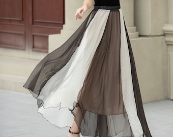 Chiffon Maxi Skirt, Bohemian Chiffon Skirt, Swing Women's Skirt, Summer Skirt, A-line Skirt, Prom Skirt, Party Skirt, Customized Skirt 5106