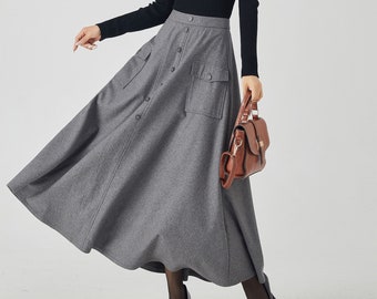 スカート WOOALONG Signature slim long skirt CHARCOAL GREY WL233JLS01 Maxi Skirt - Charcoal Grey