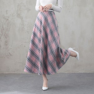 Pink plaid skirt etsy cheap