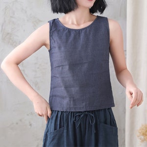 Linen Tank Top, Summer Linen Top, Women Linen Top, Plus Size Top, Sleeveless Linen Top, Casual Linen Top, Linen Clothing, Xiaolizi 3338