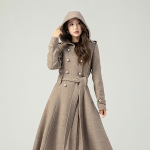 Double breasted hooded coat sales