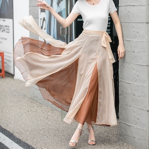 Chiffon skirt, Boho Chiffon Wrap Skirt, Summer Swing Chiffon midi Skirt, Long chiffon Skirt for Women, Flowy Long Skirt, Xiaolizi 4277 image 2