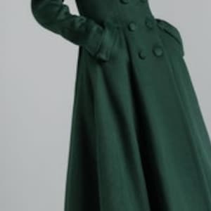 Vintage inspired wool green coat, Long wool coat, Winter coat women, Wool coat women, Double breasted wool coat, Custom coat, Xiaolizi 2398#