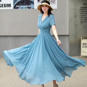 Blue Empire waist Chiffon Wedding dress 4266 Blue Empire waist Chiffon Wedding dress 4266