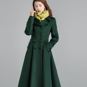 Vintage Inspired Wool Green Coat, Long Wool Coat, Winter Coat Women ...