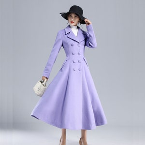 Vintage Inspired Purple Wool Coat, Long Wool Coat Women, 50s Princess Coat, Double Breasted Coat, Warm Winter Coat, Swing Fitted Coat 3232 purple