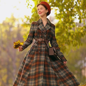 Vintage 1950s Wool Dress, Plaid Wool Dress, Long Sleeves Vintage 1950s Wool Dress, Plaid Wool Dress, Long Sleeves