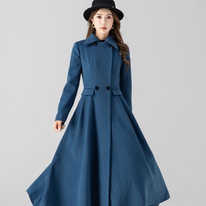 Vintage inspired blue midi winter wool coat 4667 Vintage inspired blue midi winter wool coat 4667