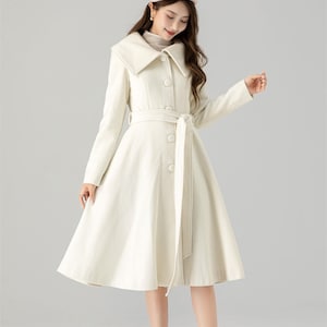 White Long Wool Coat, Wedding Wool Coat, Wool Princess Coat, Winter Wool  Dress Coat, Double Breasted Wool Coat, Swing Warm Outwear 3235