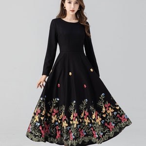 Black fit and flare embroidered dress 4663 Black fit and flare embroidered dress 4663