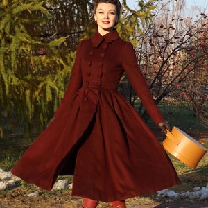 Burgundy Princess long wool coat 4724 Burgundy Princess long wool coat 4724