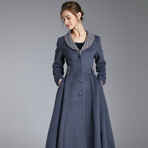 Flare wool jacker coat, Fit and Flare midi Coat, Women's Autumn Winter Coat, Wool Coat Women, Warm Retro wool coat 3871
