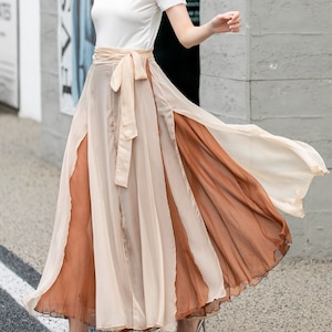 Chiffon skirt, Boho Chiffon Wrap Skirt, Summer Swing Chiffon midi Skirt, Long chiffon Skirt for Women, Flowy Long Skirt, Xiaolizi 4277