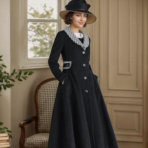 Vintage Inspired Wool Cape Coat With Stand Collar, Wool Cape