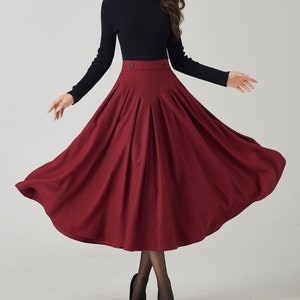 Wool skirt, Midi wool skirt, Swing wool skirt, Burgundy wool skirt, Womens wool skirt, Autumn and winter skirt, Custom skirt, Xiaolizi 4528 image 3