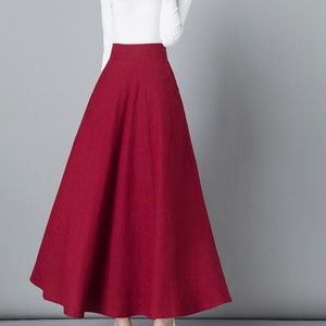 Red maxi skirt, Linen skirt, Maxi cotton Linen skirt, Elastic waist Linen skirt, A line skirt, High waist skirt, Spring skirt 2542 image 1