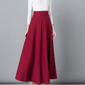 Red maxi skirt, Linen skirt, Maxi cotton Linen skirt, Elastic waist Linen skirt, A line skirt, High waist skirt, Spring skirt 2542 image 5