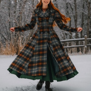 Winter Vintage Plaid Long Wool Coat 4839 Winter Vintage Plaid Long Wool Coat 4839