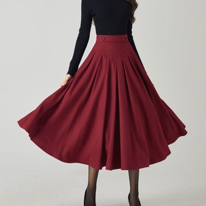 Wool skirt, Midi wool skirt, Swing wool skirt, Burgundy wool skirt, Womens wool skirt, Autumn and winter skirt, Custom skirt, Xiaolizi 4528 image 1