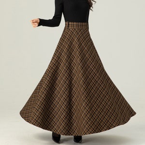 High waisted plaid winter long wool skirt 4666 High waisted plaid winter long wool skirt 4666