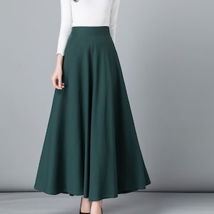 Green Linen skirt, Maxi cotton Linen skirt, Elastic waist Linen skirt, Long Maxi skirt, A line skirt, High waist skirt, Spring skirt 2543#