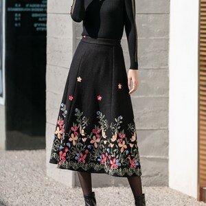 Patterned Wool Midi Skirt main image 0