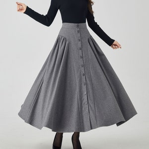 Wool Skirt, Long Wool Skirt, Wool Maxi Skirt, Button Down Skirt, Wool ...