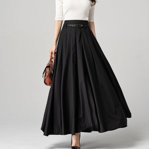 Black Swing Skirt Pleated Maxi Skirt Womens Long Skirt - Etsy