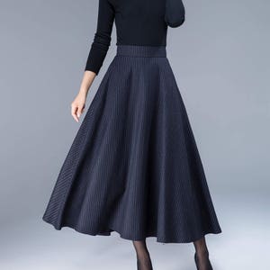 A Line Stripe Maxi Wool Skirt High Waisted Skirt Long Skirt | Etsy
