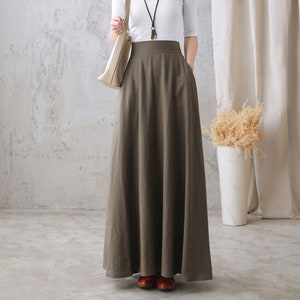 Long Linen Skirt, Linen Maxi Skirt for Women, A Line Long Skirt, High Waist Flared Skirt, Minimalist Skirt, Spring Summer Swing Skirt 2767 image 4