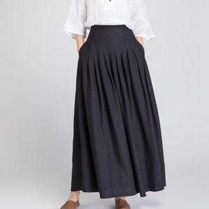 Vintage Pendleton Linen Skirt Black Linen Maxi Skirt High - Etsy