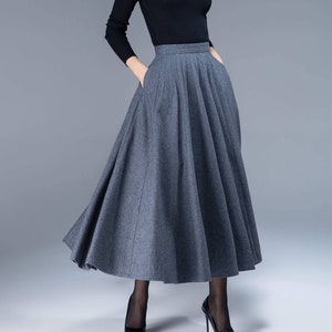 Vintage 1950s Wool Circle skirt, Maxi skirt for women, 1950s skirt, High waist skirt, full skirt, swing skirt, Autumn winter skirt 1802#