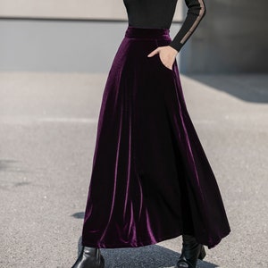 売れ筋がひ贈り物！ Velvet Maxi Skirt - High Waisted Skirt - Velvet Clothing スカート