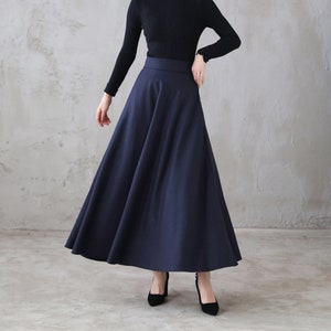 A Line Long Wool Skirt with Pockets 3116 A Line Long Wool Skirt with Pockets 3116