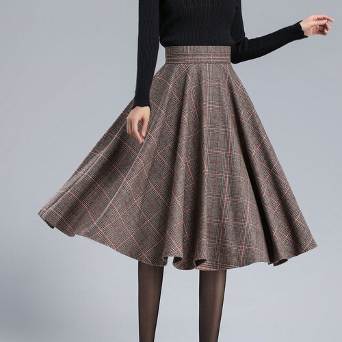 High Waist Wool Skirt Midi Swing Wool Circle Skirt Flared - Etsy