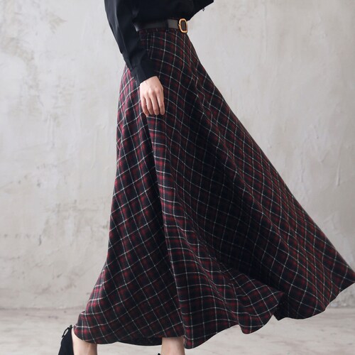 High Waisted Wool Maxi Skirt Long Winter Skirt With Pockets - Etsy