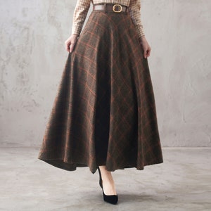 Wool Skirt, Long Wool Plaid Skirt, Tartan Wool Maxi Skirt, Vintage Inspired Swing Skirt, A Line Flared Skirt, Full Fall Winter Skirt 3102 image 3
