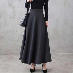 Wool skirt, Long Maxi Plaid Wool Skirt, Winter wool Skirt with Pocket, High Waist Flared Skirt, Ankle Length Full Skirt Xiaolizi 3120 image 5