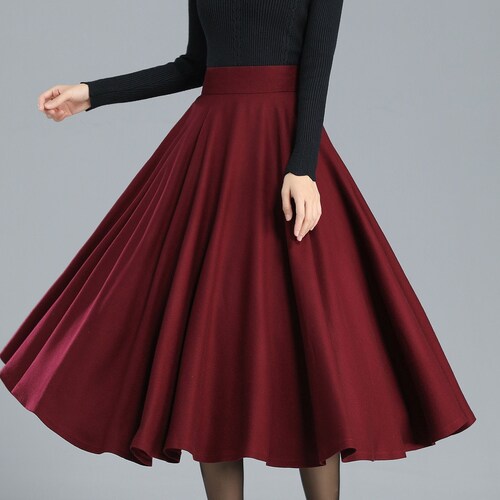 Wool Plaid Skirt Women High Waist Warm Skirt Midi Pleated | Etsy Canada