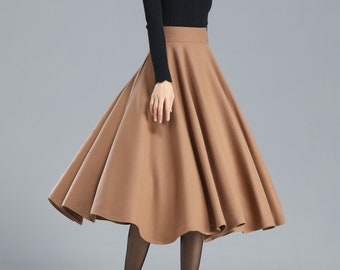 Wool skirt, Wool Midi Skirt Women, Wool Circle Skirt, Solid Winter Skirt Women, Swing Skirt, High Waist Flared Skirt, Minimalist Skirt 3247