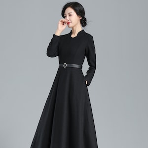Black Long Wool Winter Dress Women 3251 Black Long Wool Winter Dress Women 3251