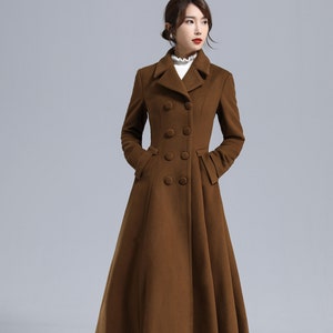 Vintage inspired Maxi wool coat, Women's Wool Coat women, Warm Winter Outwear, Double Breasted Wool Coat, Winter coat women, Xiaolizi 323801