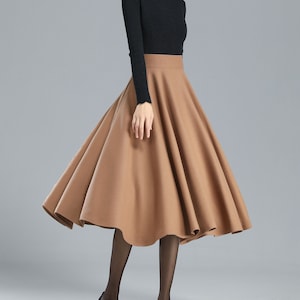Wool skirt, Wool Midi Skirt Women, Wool Circle Skirt, Solid Winter Skirt Women, Swing Skirt, High Waist Flared Skirt, Minimalist Skirt 3247