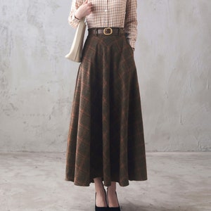 Wool Skirt, Long Wool Plaid Skirt, Tartan Wool Maxi Skirt, Vintage Inspired Swing Skirt, A Line Flared Skirt, Full Fall Winter Skirt 3102 image 2