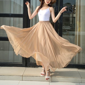 New Elastic Waist Bohemia Boho Beach Chiffon Skirt for Women New Elastic Waist Bohemia Boho Beach Chiffon Skirt for Women
