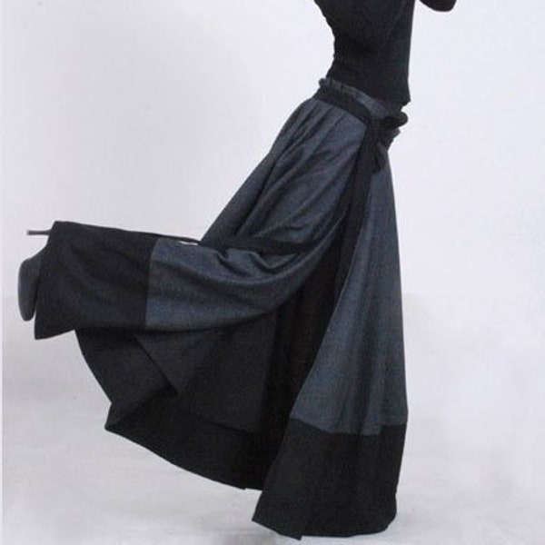 Irregular Cut Draped Mesh Pleated Wrap Long Skirt